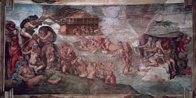 Sistine Chapel Ceiling: The Flood, 1508-12 (pre restoration) by Michelangelo Buonarroti